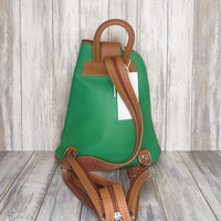 Another beautifully soft and lightweight leather Italian backpack, but this time a smaller version of our large backpack. This small backpack is equally as versatile and can be worn in the same main three ways, either by the loop handle at the top, over one shoulder, or by unzipping the strap and wearing as a classic backpack. You can also unclip the straps of these smaller ones and wear them as a cross body!  Each bag is fully lined with front, back and inside pockets.   w22cm x d23cm x h12cm