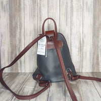 Another beautifully soft and lightweight leather Italian backpack, but this time a smaller version of our large backpack. This small backpack is equally as versatile and can be worn in the same main three ways, either by the loop handle at the top, over one shoulder, or by unzipping the strap and wearing as a classic backpack. You can also unclip the straps of these smaller ones and wear them as a cross body!  Each bag is fully lined with front, back and inside pockets.   w22cm x d23cm x h12cm