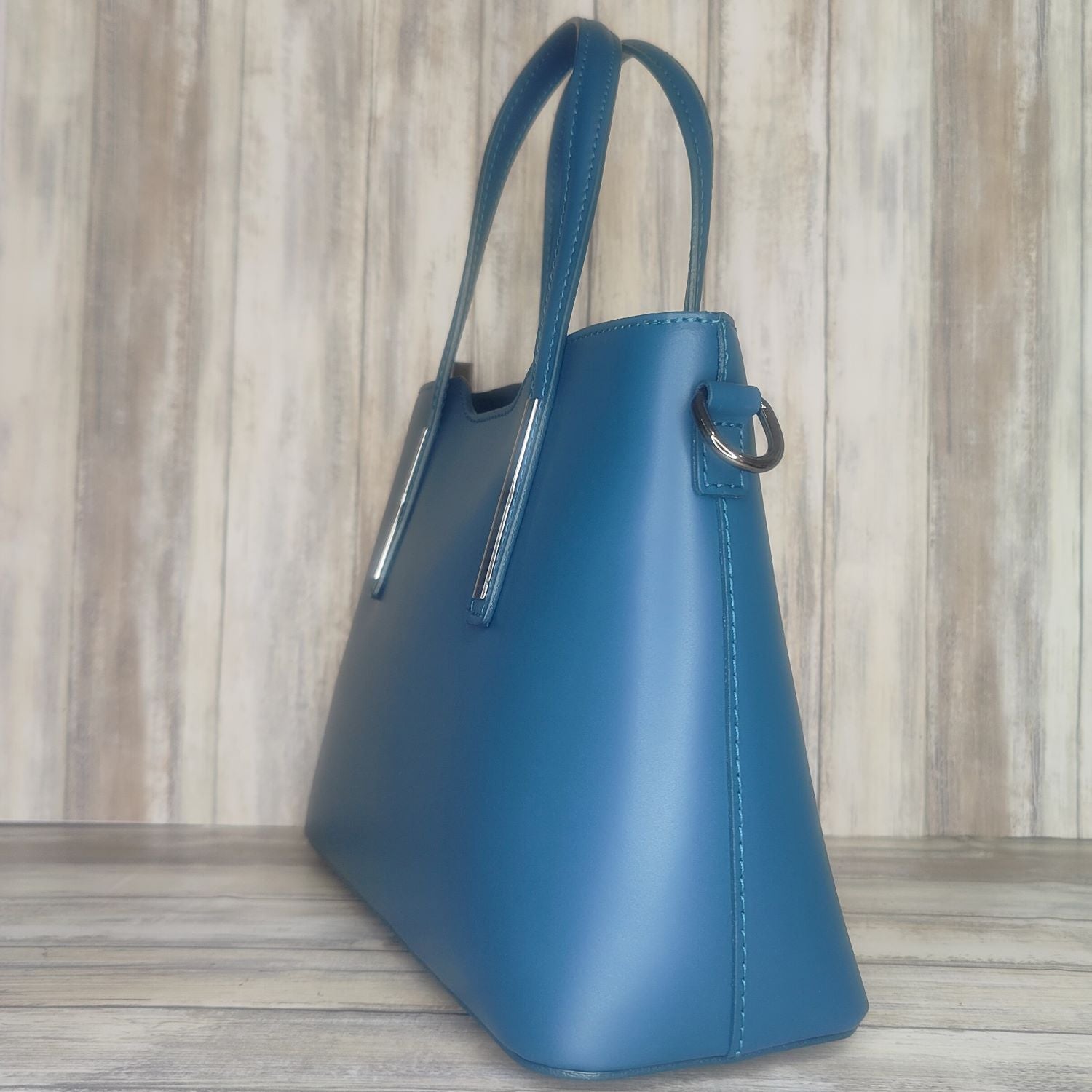 Soft Leather Double Compartment Handbag - M9018/OT-TEAL