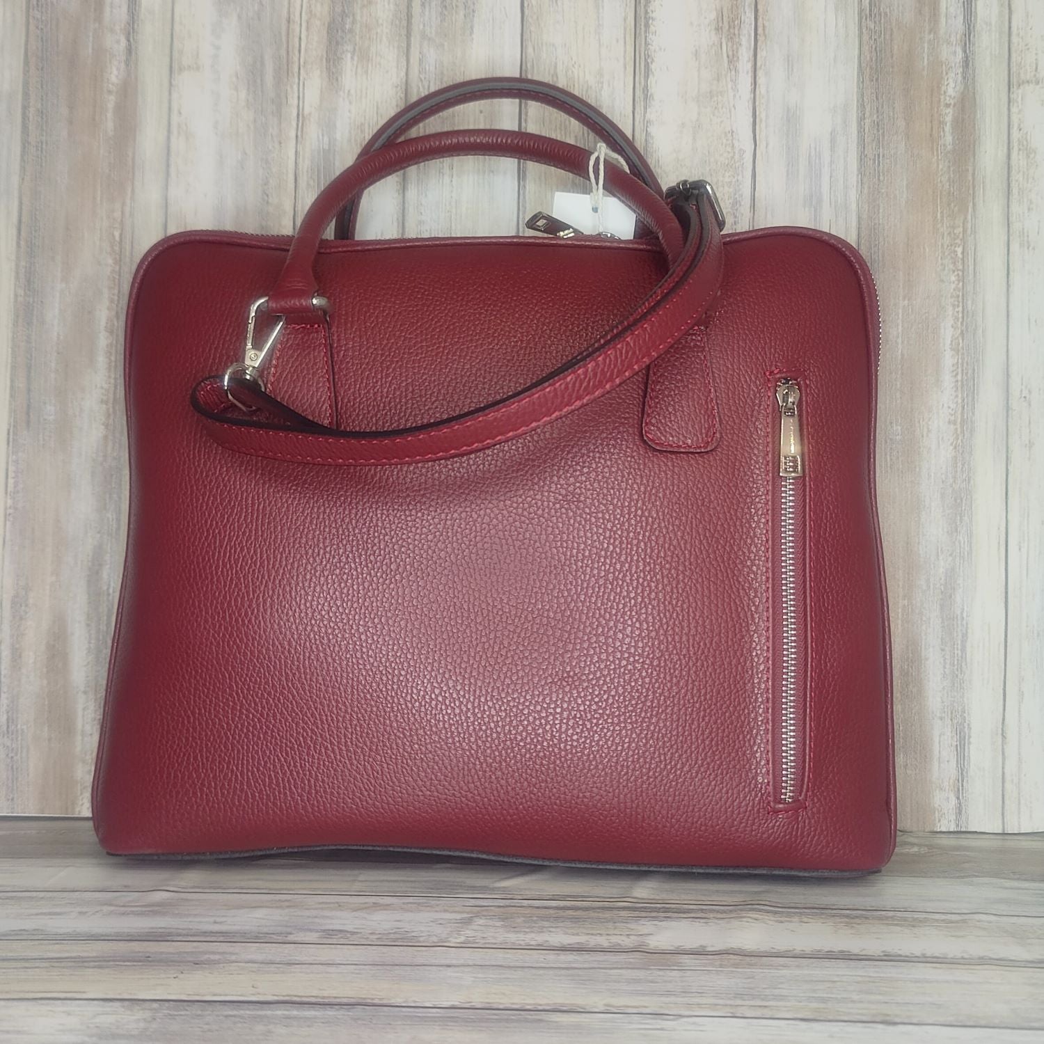 Leather Unisex Laptop Bag-M9098/RS-DARK RED