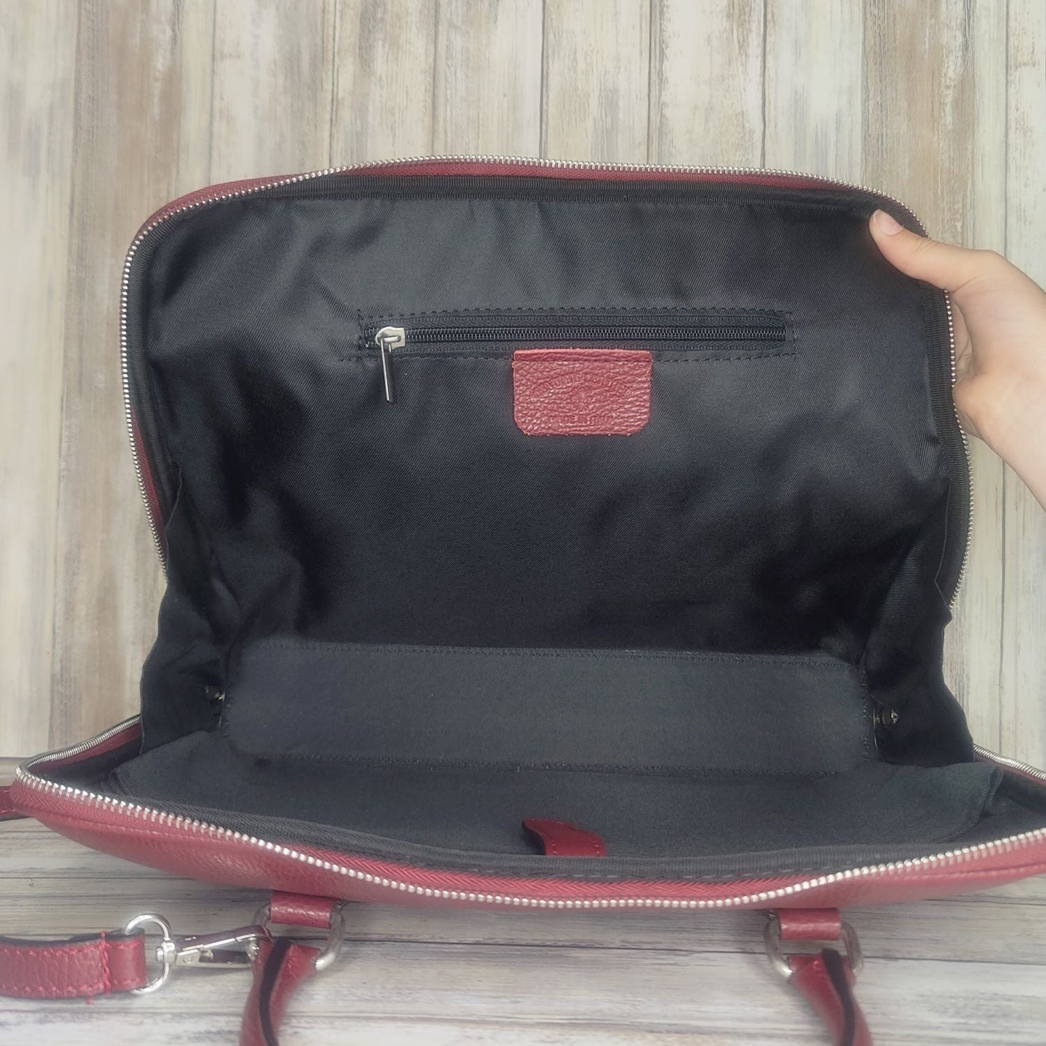 Leather Unisex Laptop Bag-M9098/RS-DARK RED