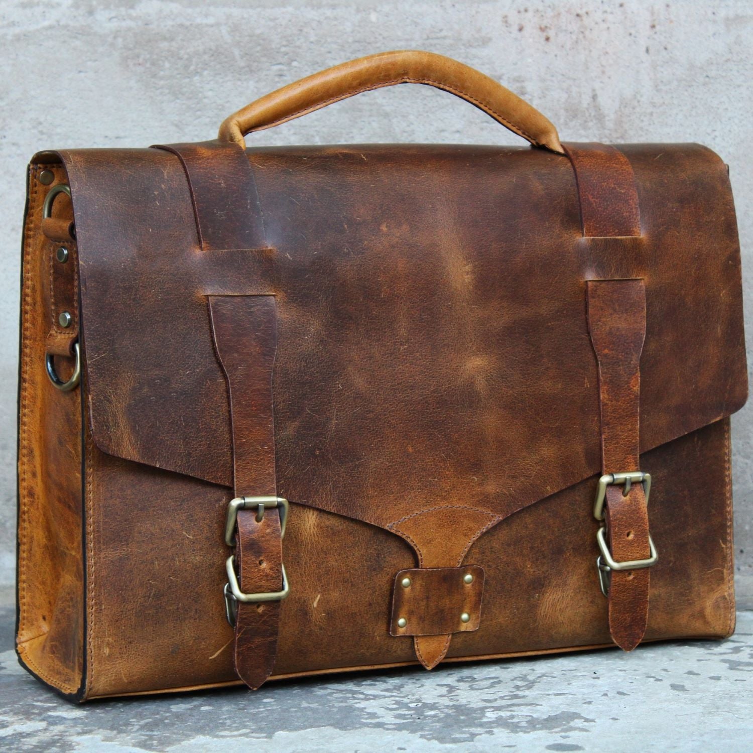 Leather Laptop/Messenger Bag/Ash-Brown