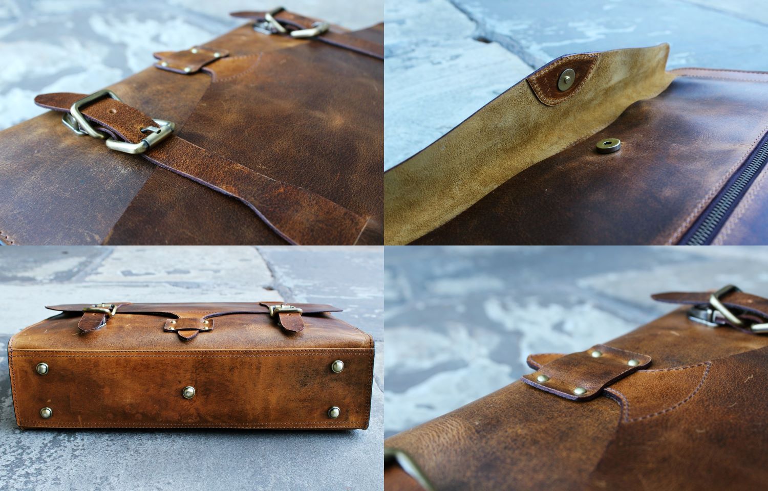 Leather Laptop/Messenger Bag/Ash-Brown