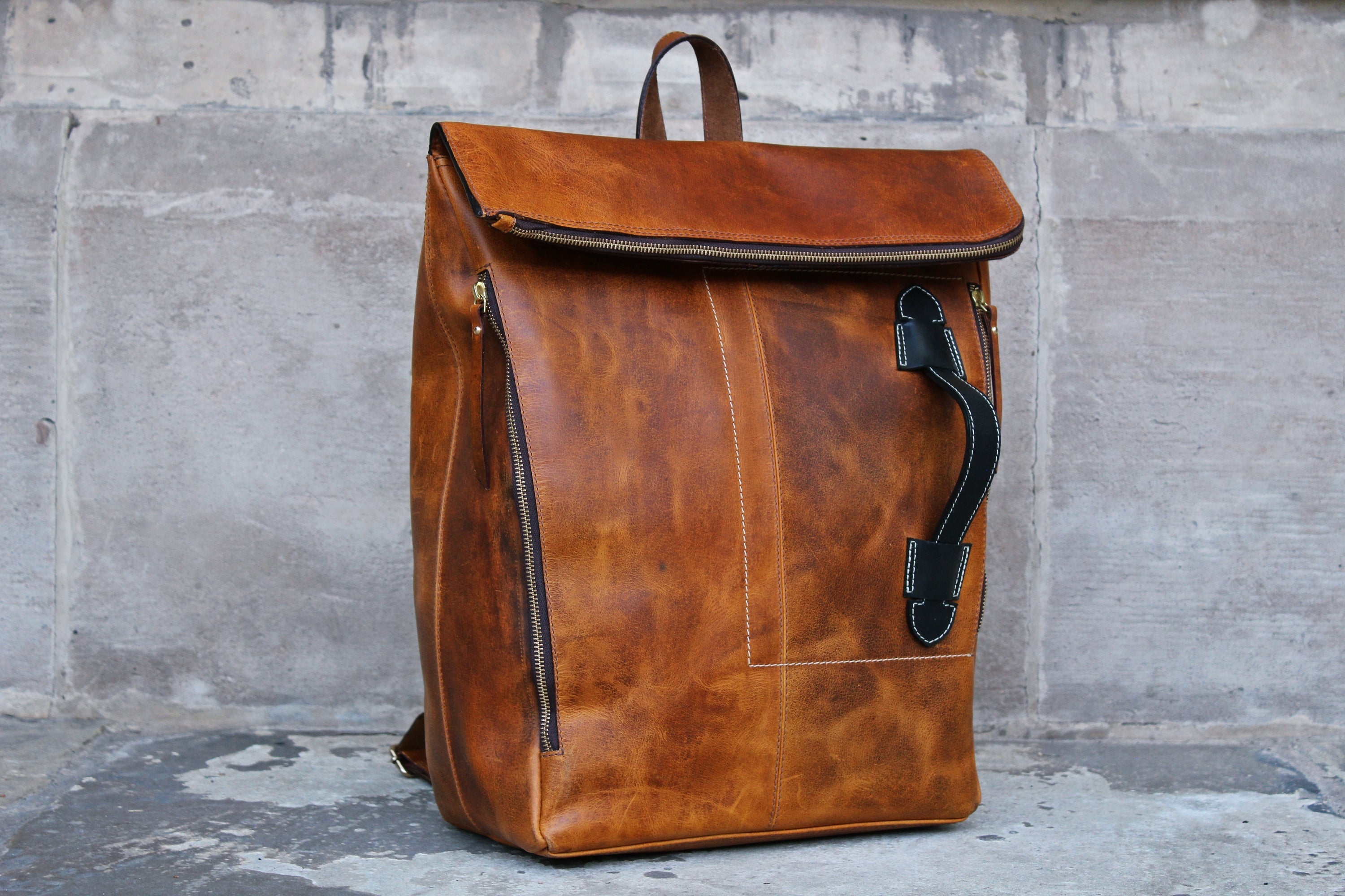 Leather Backpack/Otley-Brown