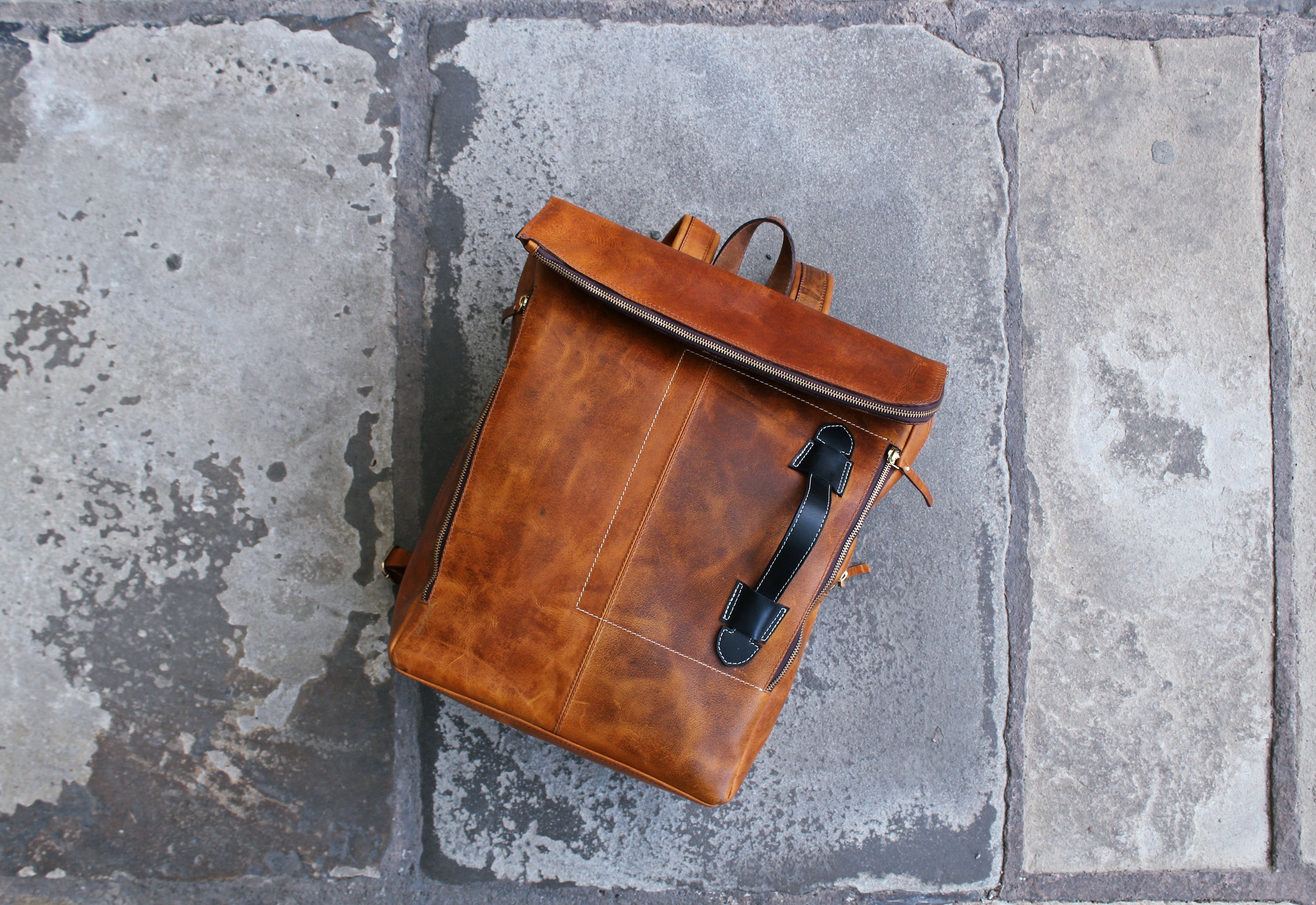 Leather Backpack/Otley-Brown