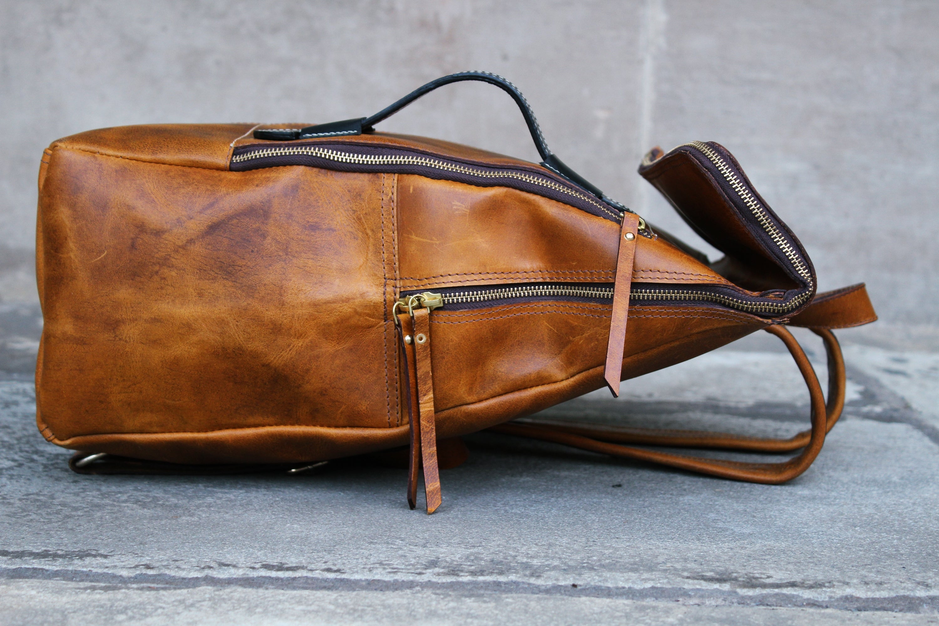 Leather Backpack/Otley-Brown