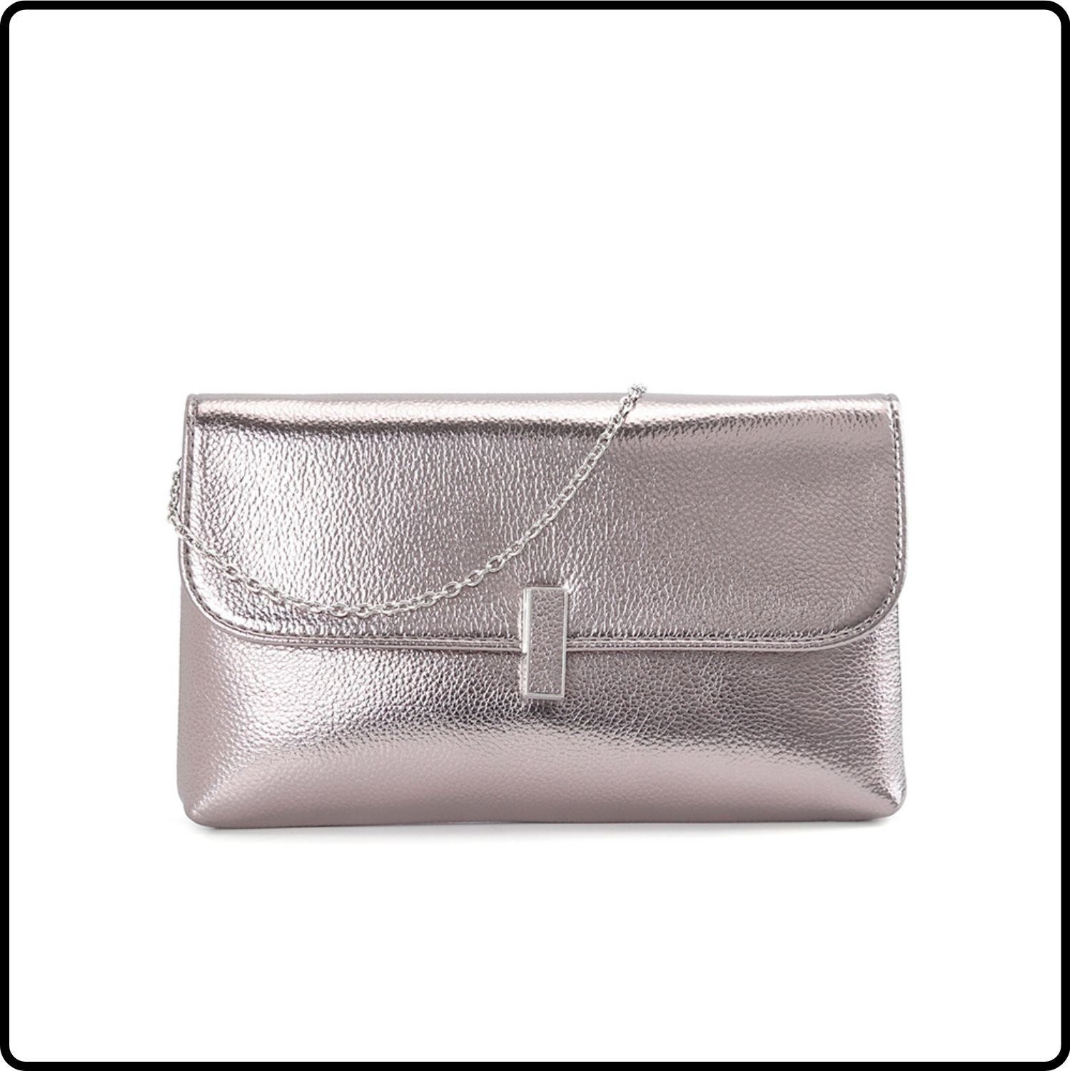 Tegan Leather Clutch Bag/Pewter-Tegan-Pewter