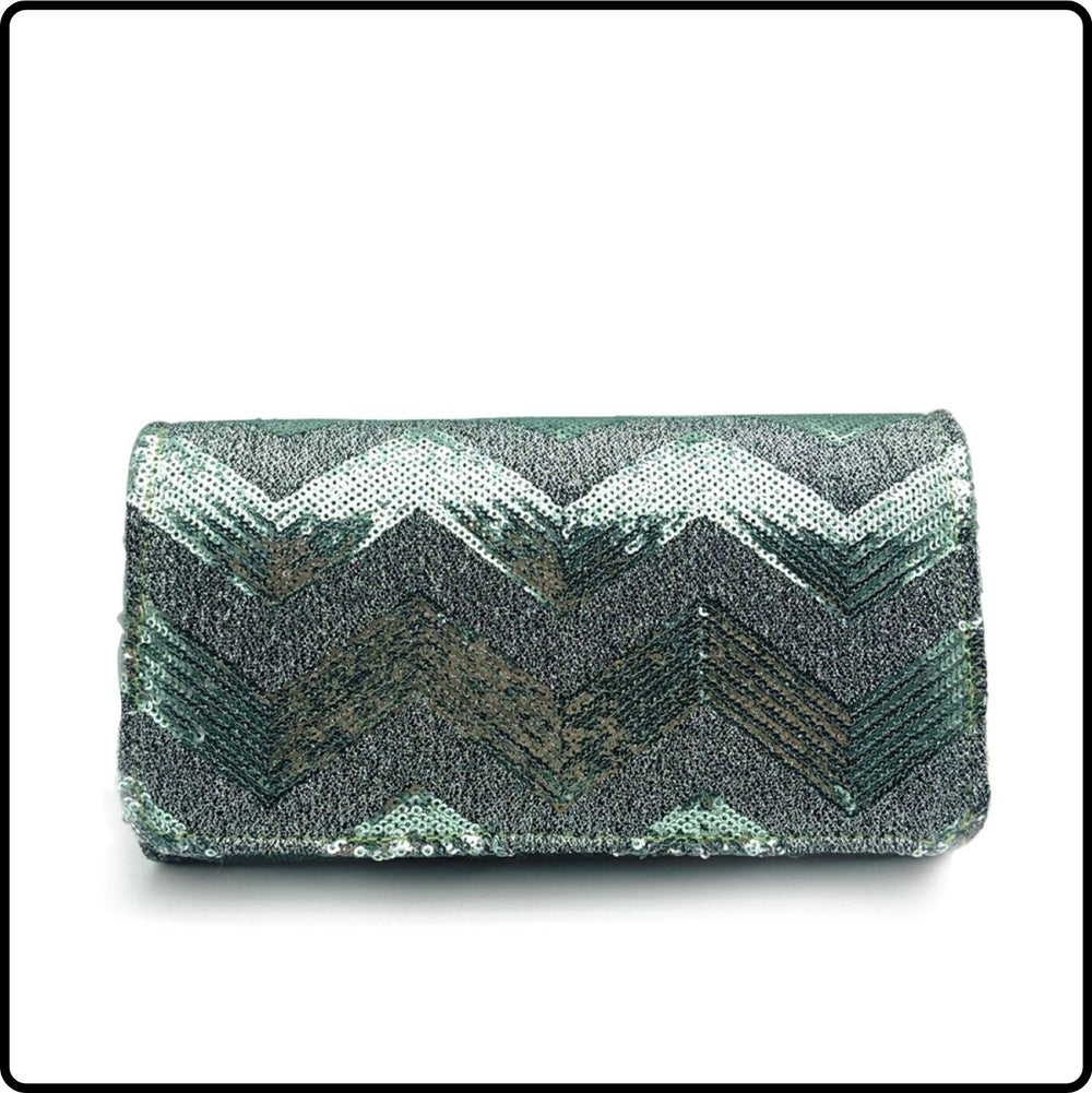 Zelina Diagonal Lines Evening Bag/Mint-Zelina-Mint