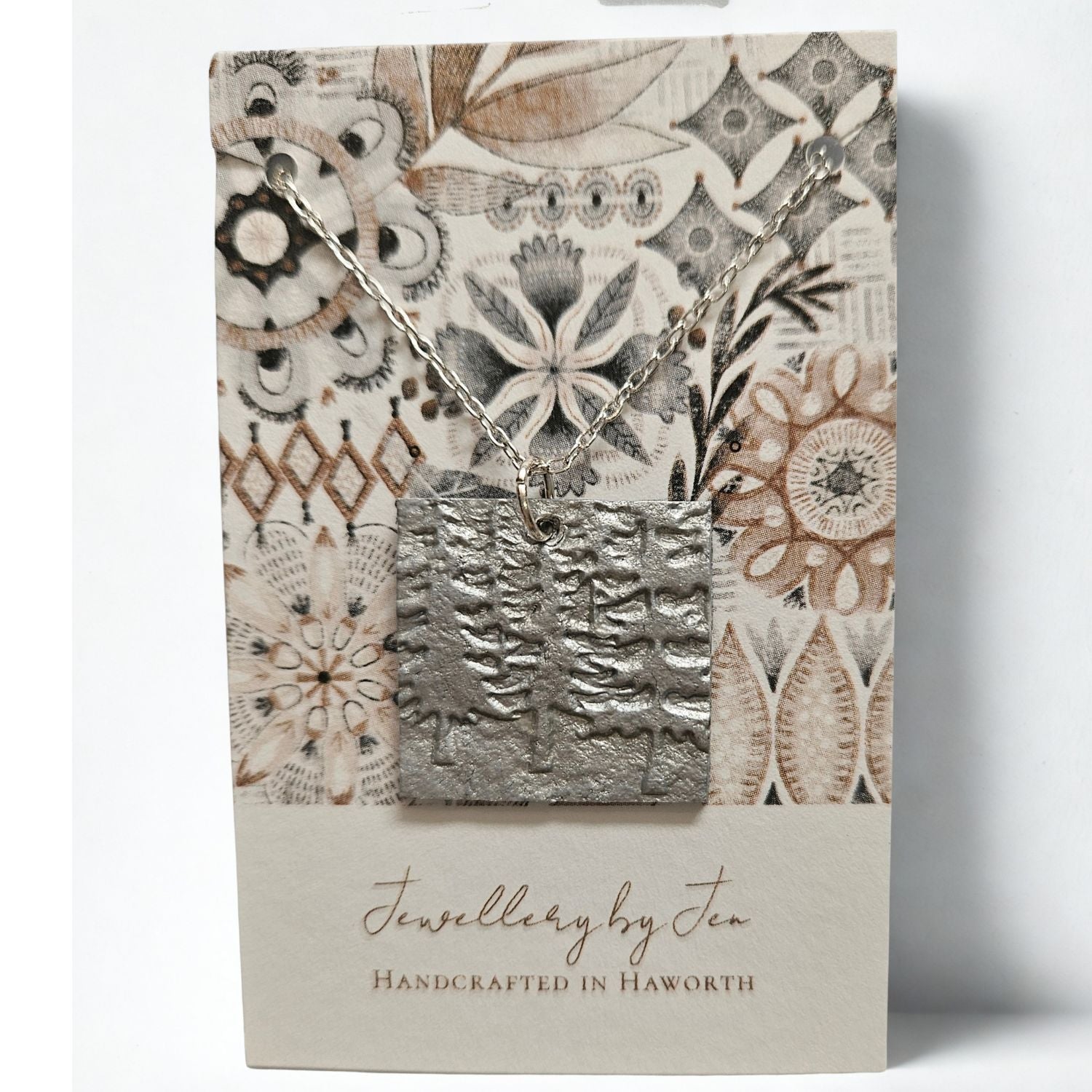 Silver Clay Square Tree Pendant -JEN01