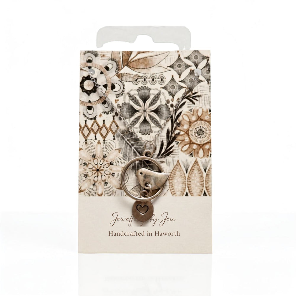 925 Silver Bird and Heart Pendant -JEN07