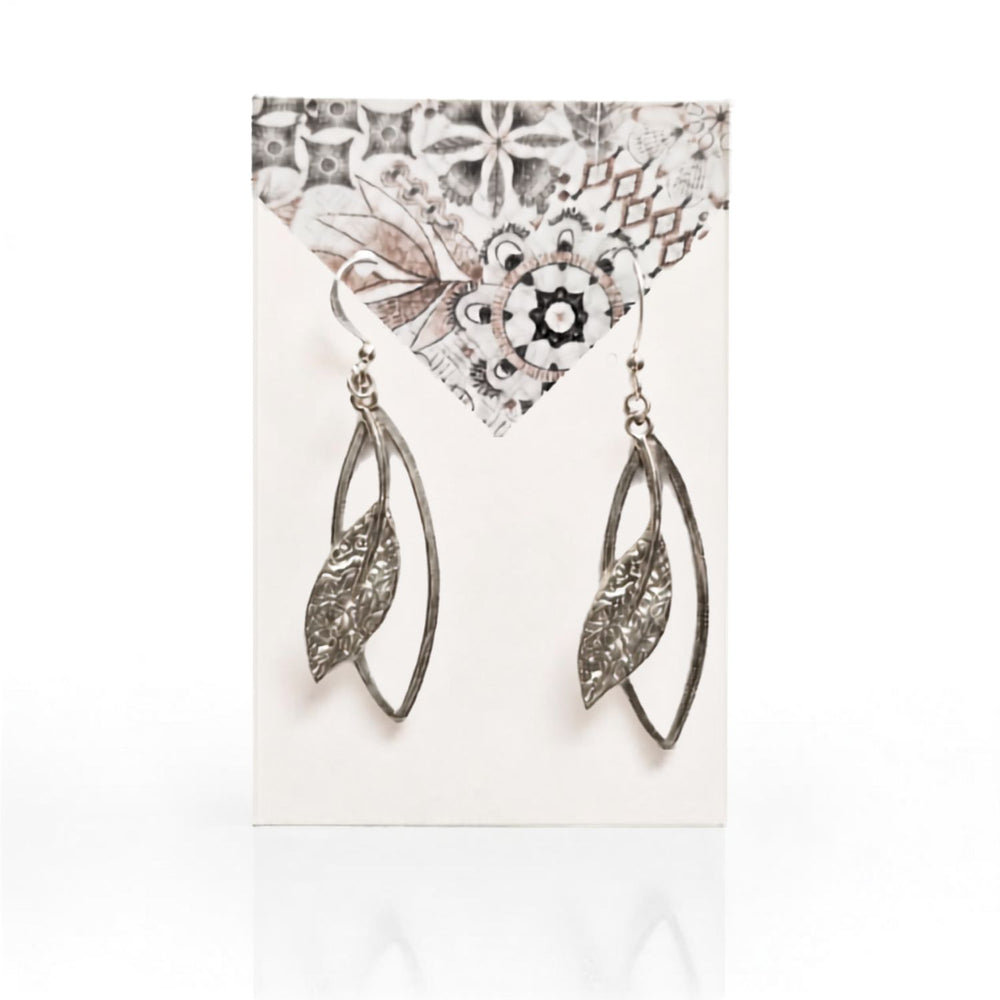 925 Silver Hanging Leaf Earrings-JEN16