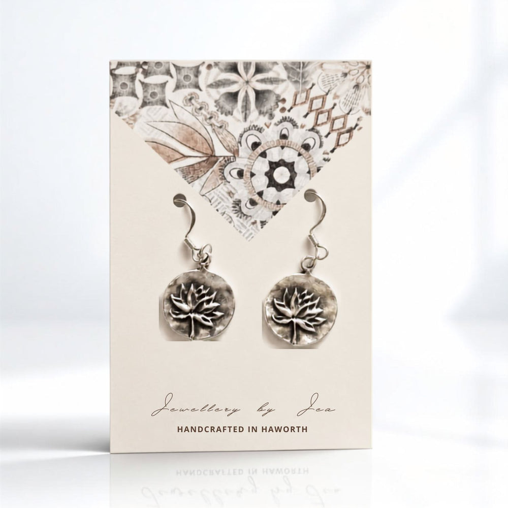 925 Silver Round Leaf Earrings-JEN18