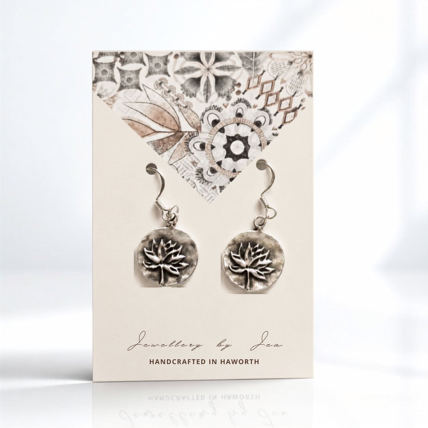 925 Silver Round Leaf Earrings-JEN18