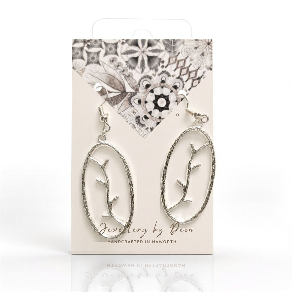 925 Silver Oval Branch Earrings-JEN20