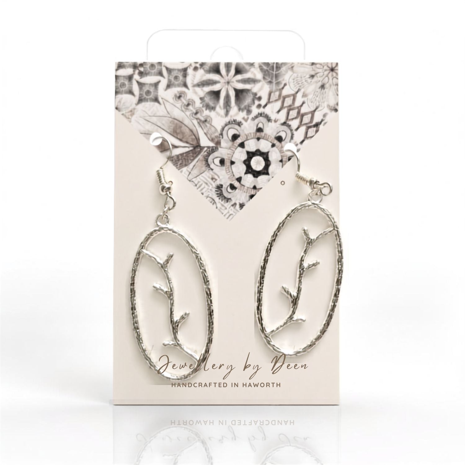 925 Silver Oval Branch Earrings-JEN20
