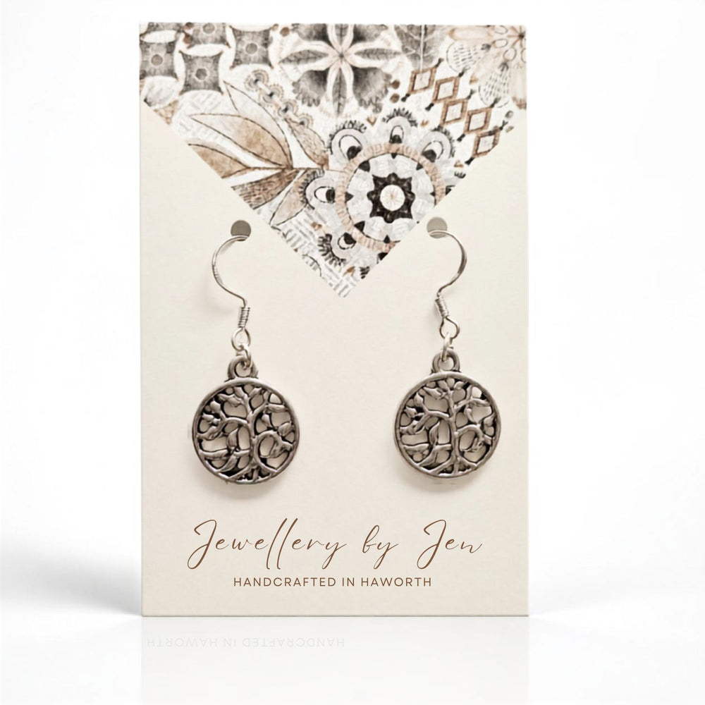925 Silver Round Tree Earrings-JEN25