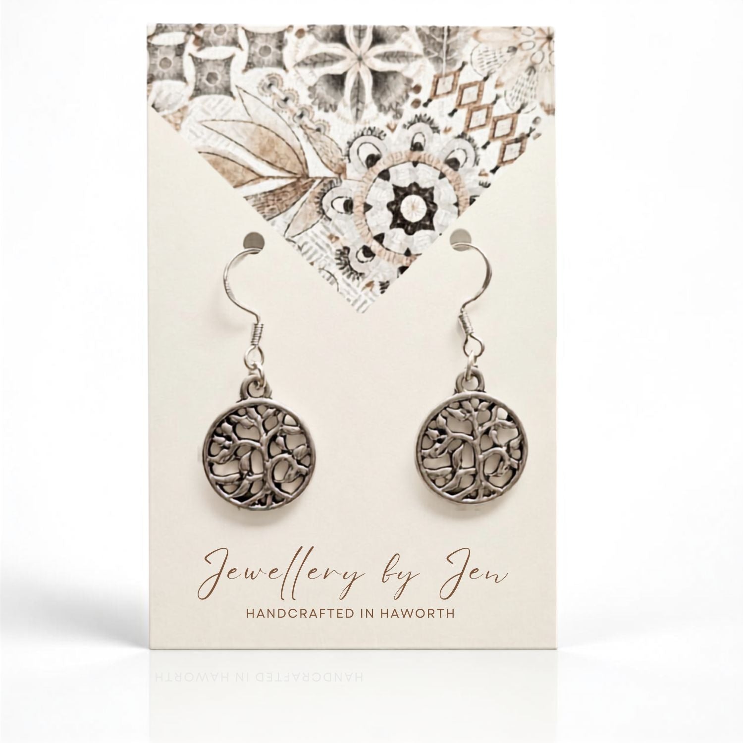 925 Silver Round Tree Earrings-JEN25