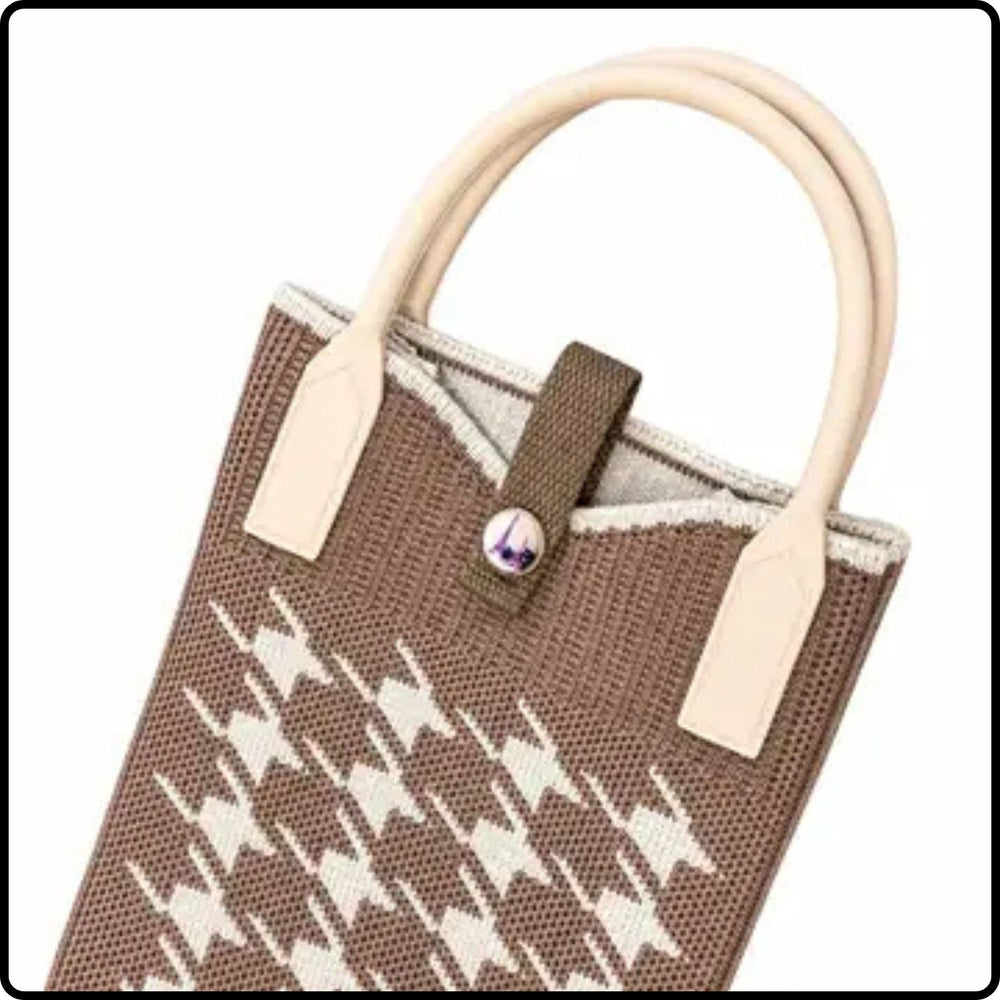 Knitted Phone Bag-Geometric Brown-KGB