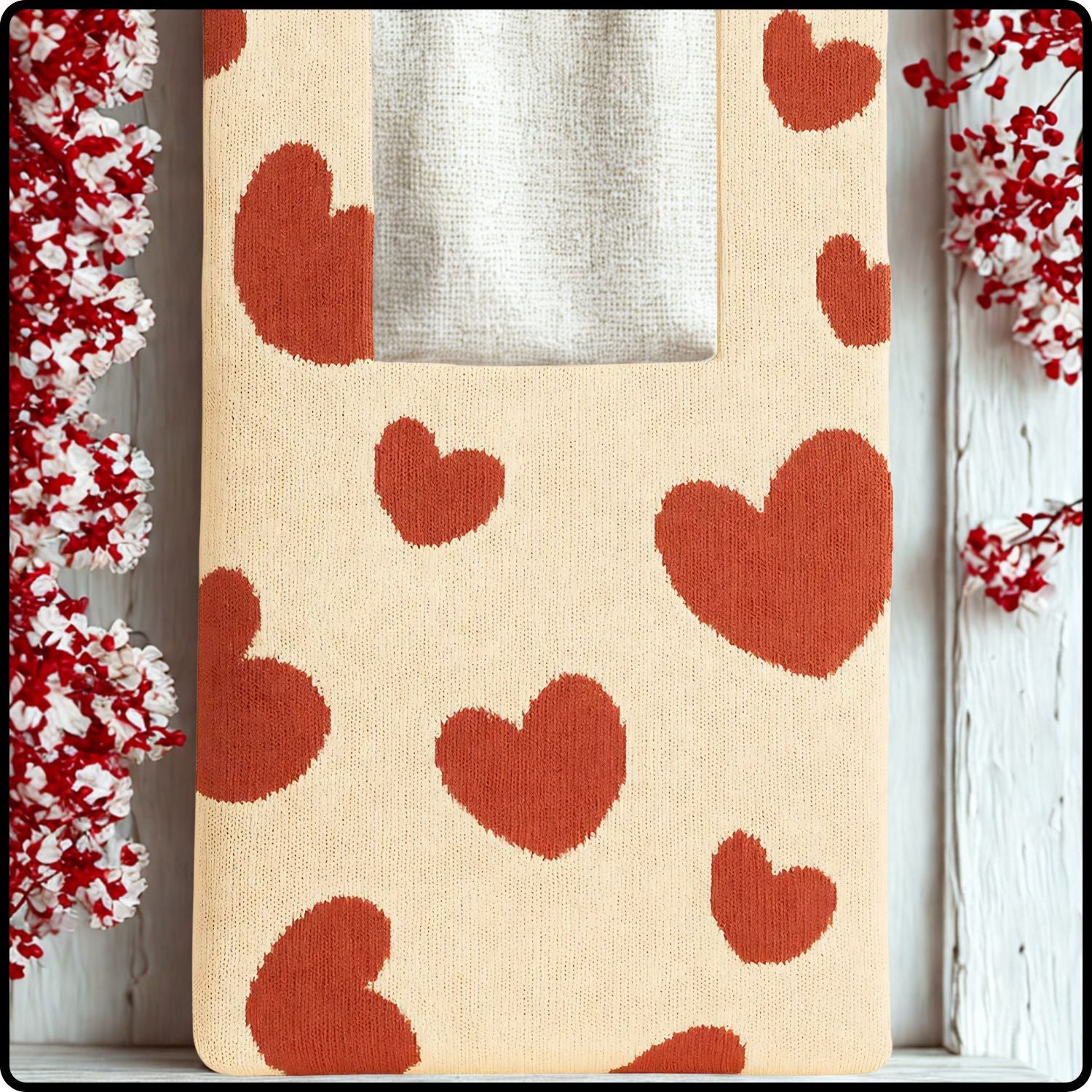 Knitted Bag-Hearts in Cream-KHC