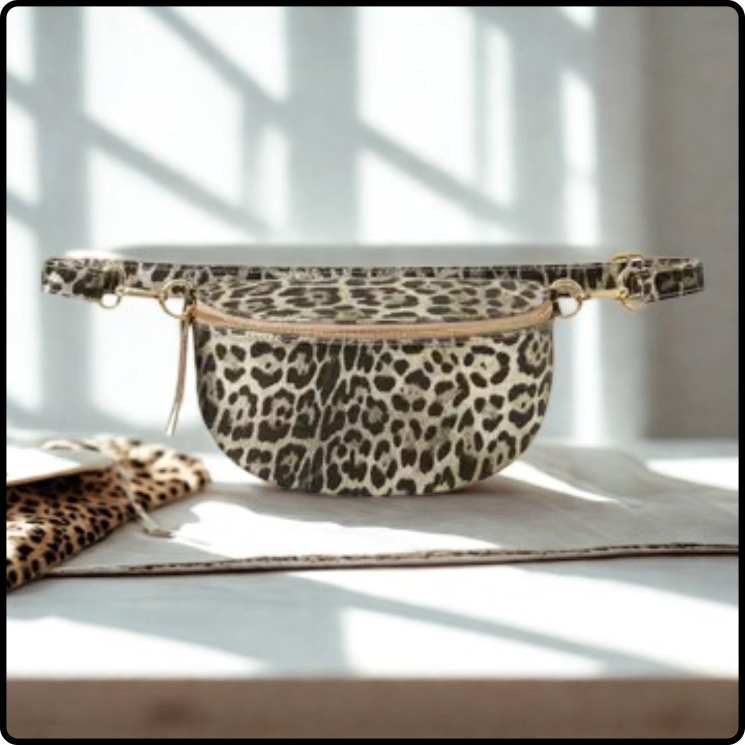 Leather Sling Bag/Bum Bag - PS613-LIGHT GOLD LEOPARD