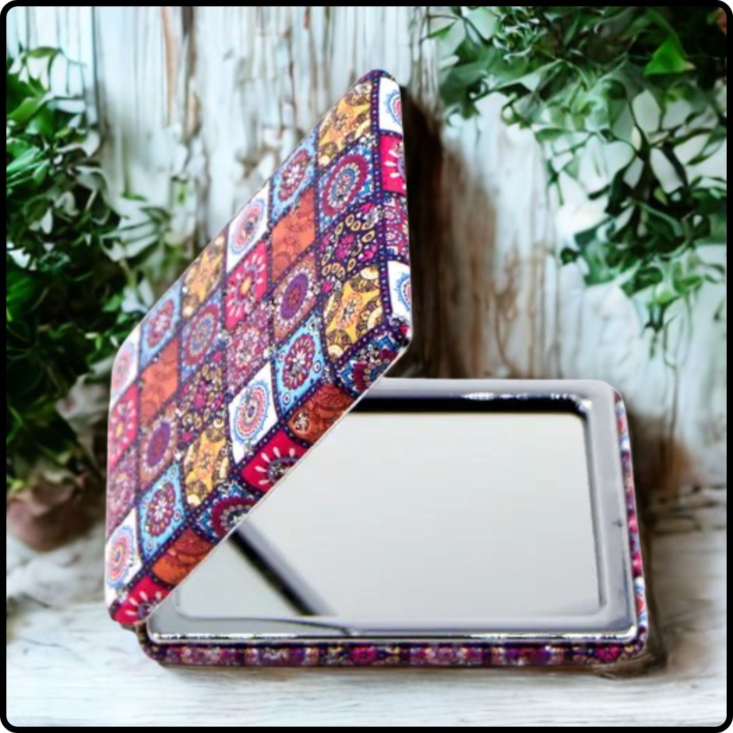 Crystal Inlay Square Design Mirror - MIR10