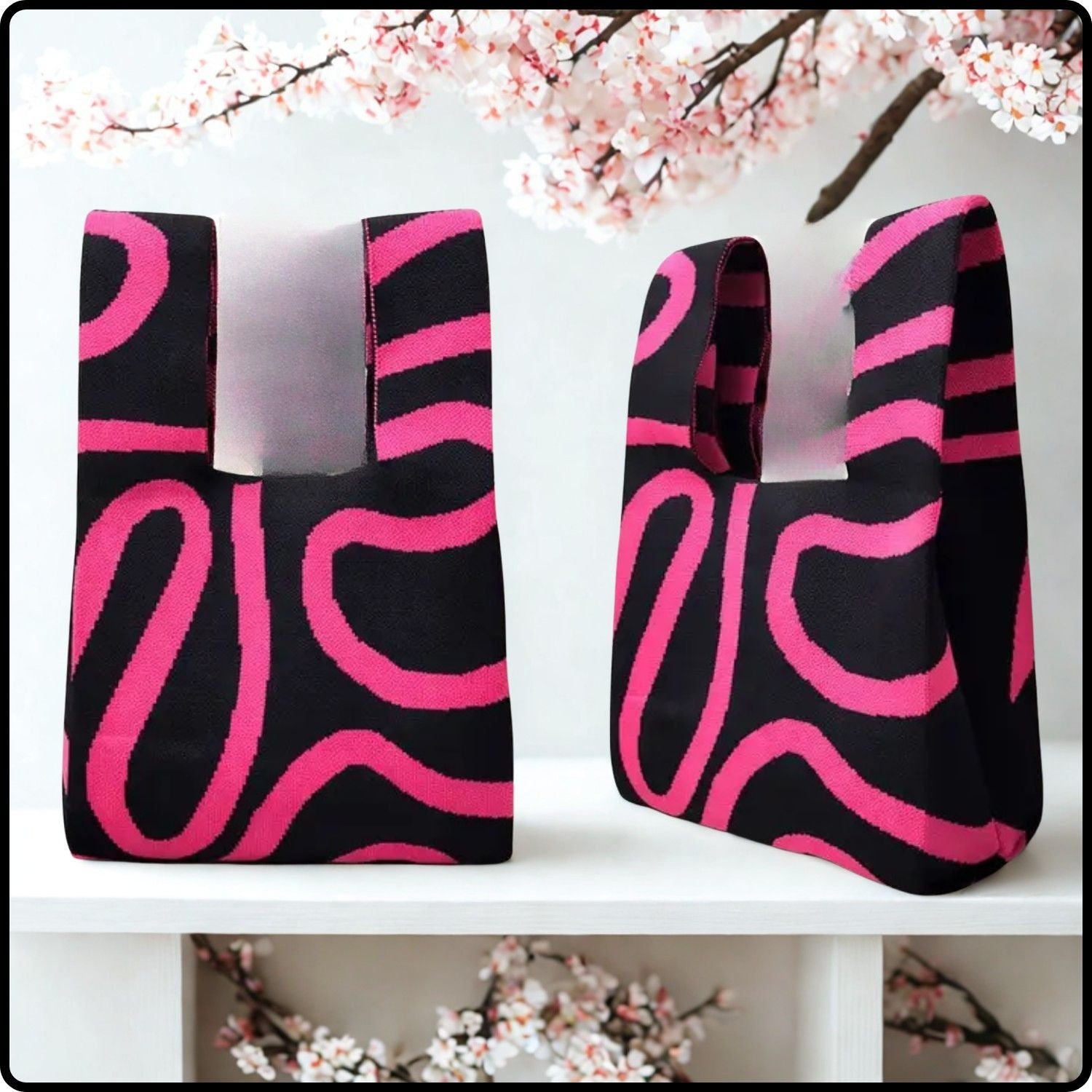 Knitted Bag-Abstract Flow-Pink-PKM
