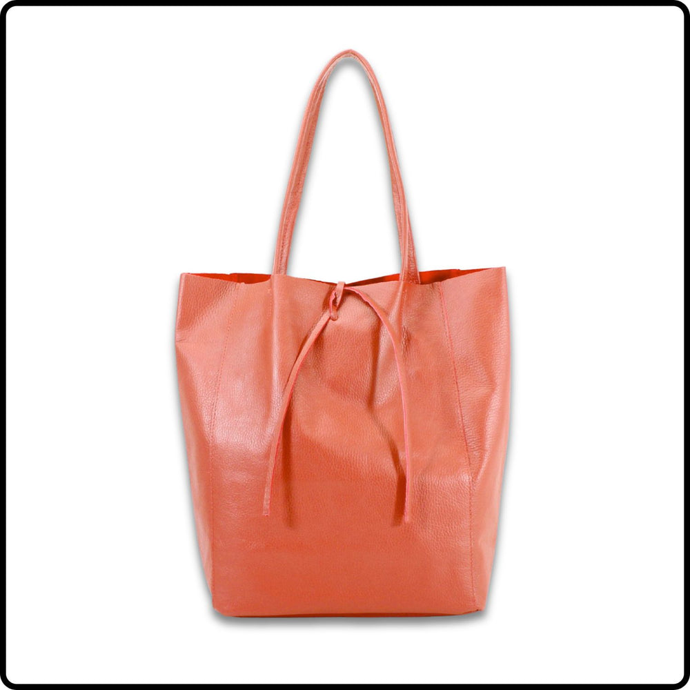 Pebbled Leather Tote Bag - PL215-BURNT ORANGE