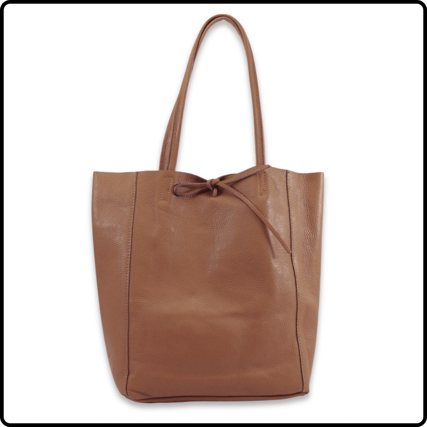 Pebbled Leather Tote Bag - PL215-DARK TAN