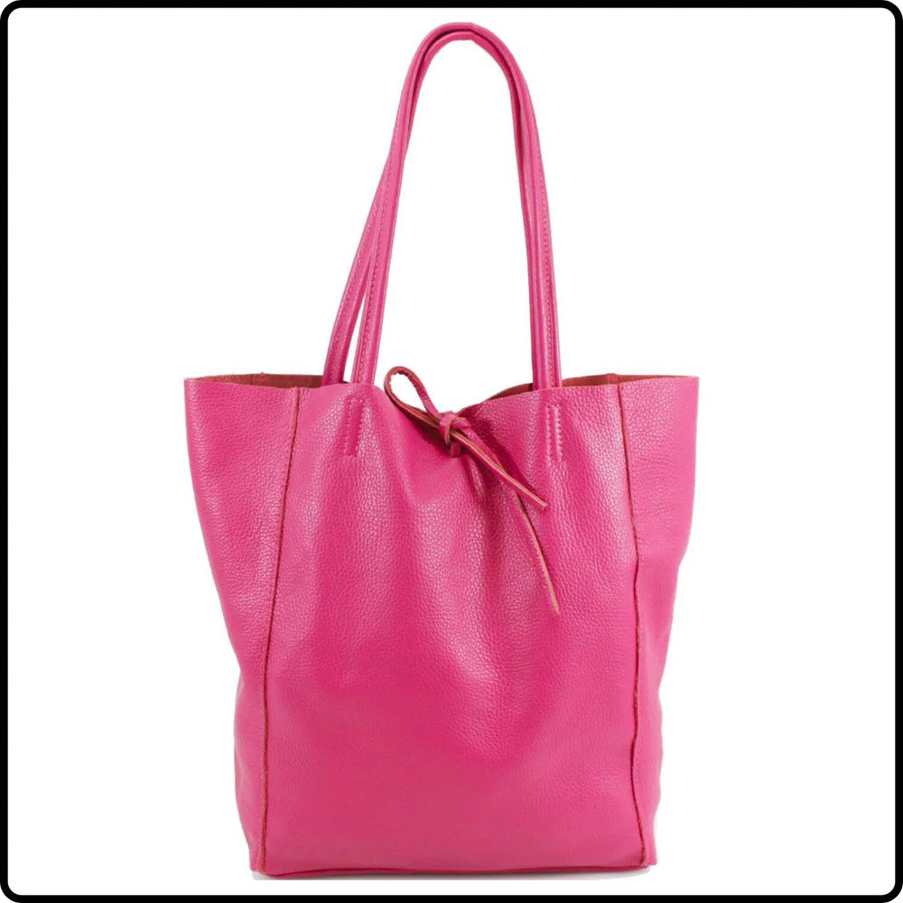 Pebbled Leather Tote Bag - PL215-FUCHSIA