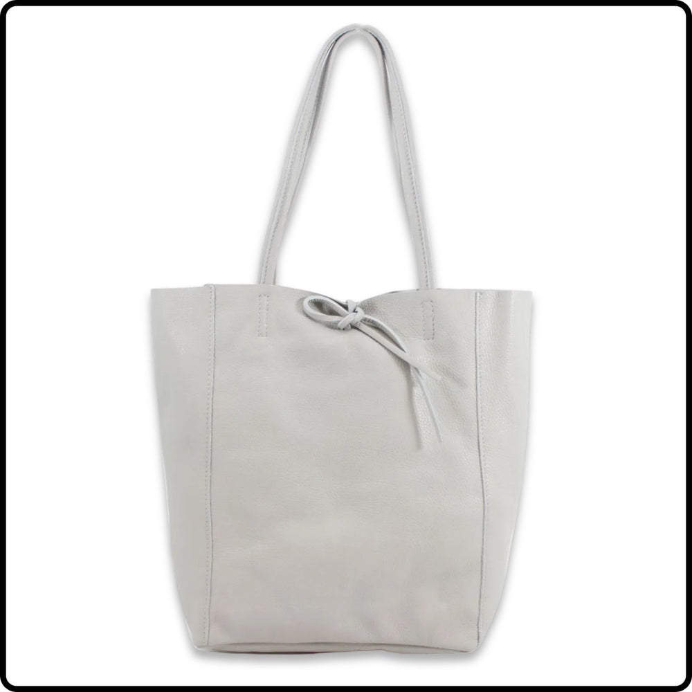 Pebbled Leather Tote Bag - PL215-LIGHT GREY