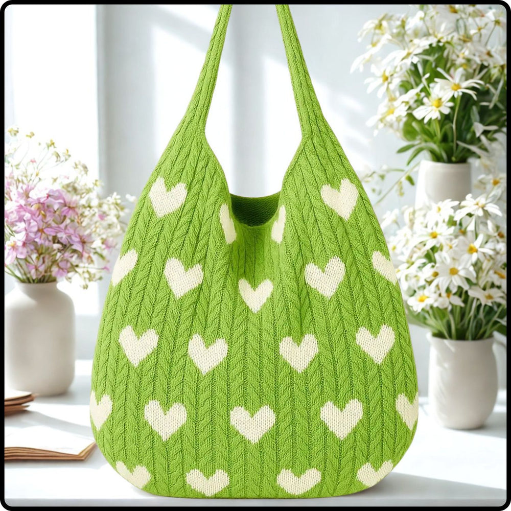Crochet Bag-Retro Petal-Cream and Green-PLG