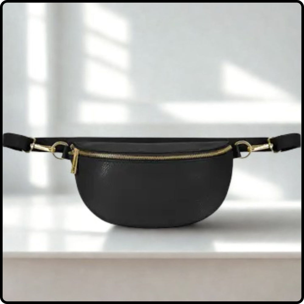 Leather Sling Bag/Bum Bag - PS471-BLACK