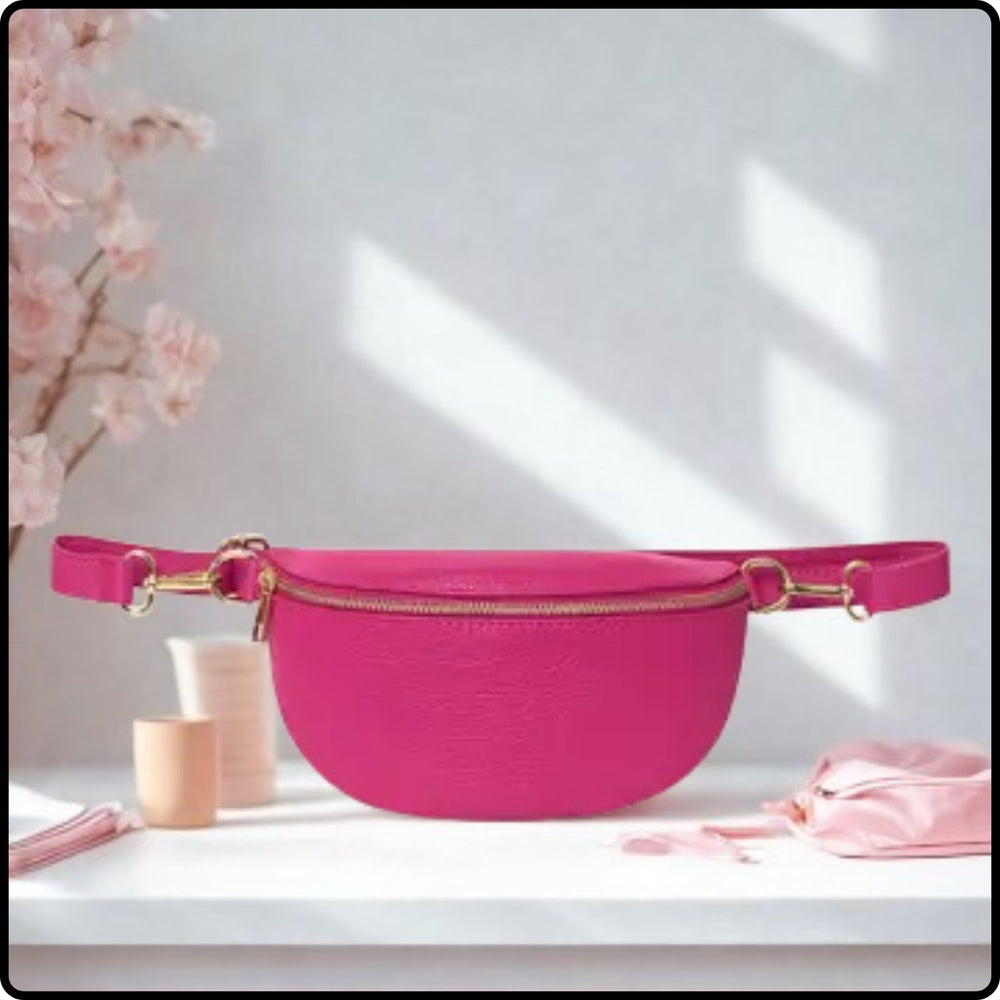 Leather Sling Bag/Bum Bag - PS471-FUCHSIA