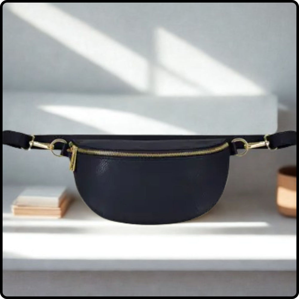 Leather Sling Bag/Bum Bag - PS471-NAVY