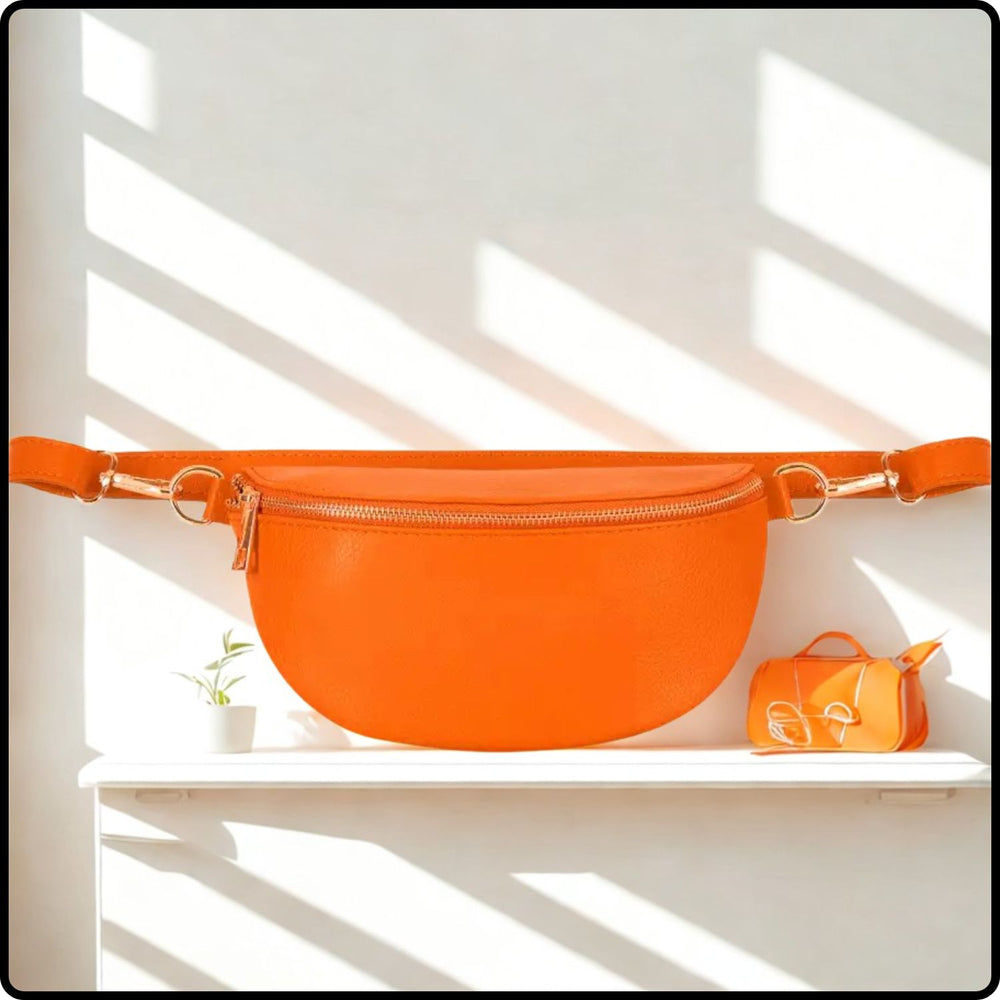 Leather Sling Bag/Bum Bag - PS471-ORANGE
