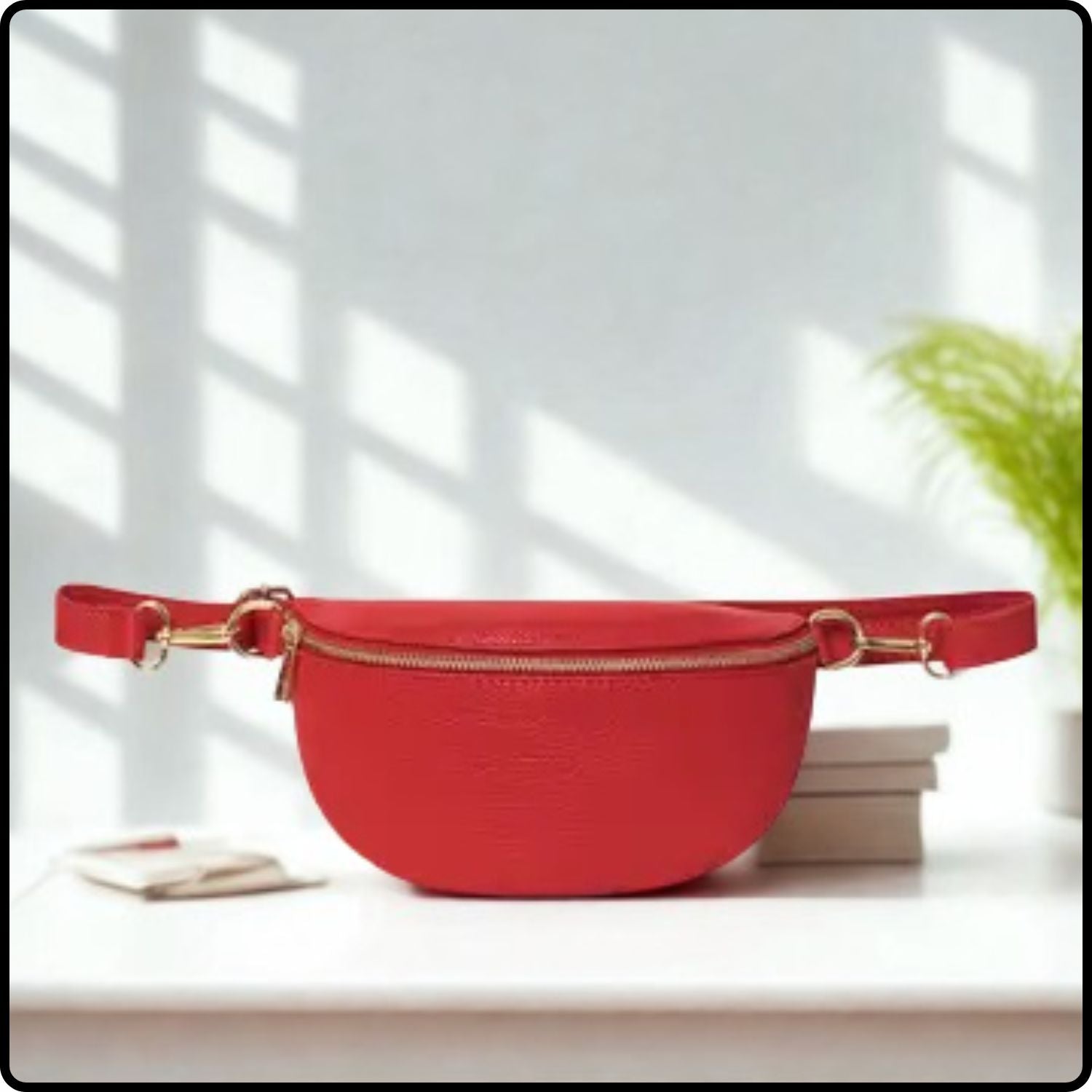 Leather Sling Bag/Bum Bag - PS471-RED