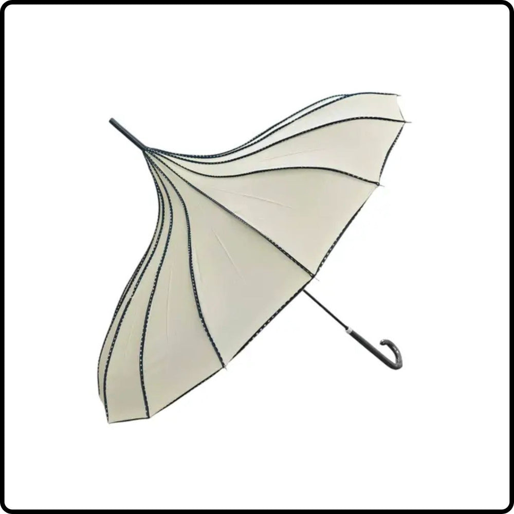 Pagoda Trims Long Stick Umbrella (For Sun & Rain)-PTU-BEIGE
