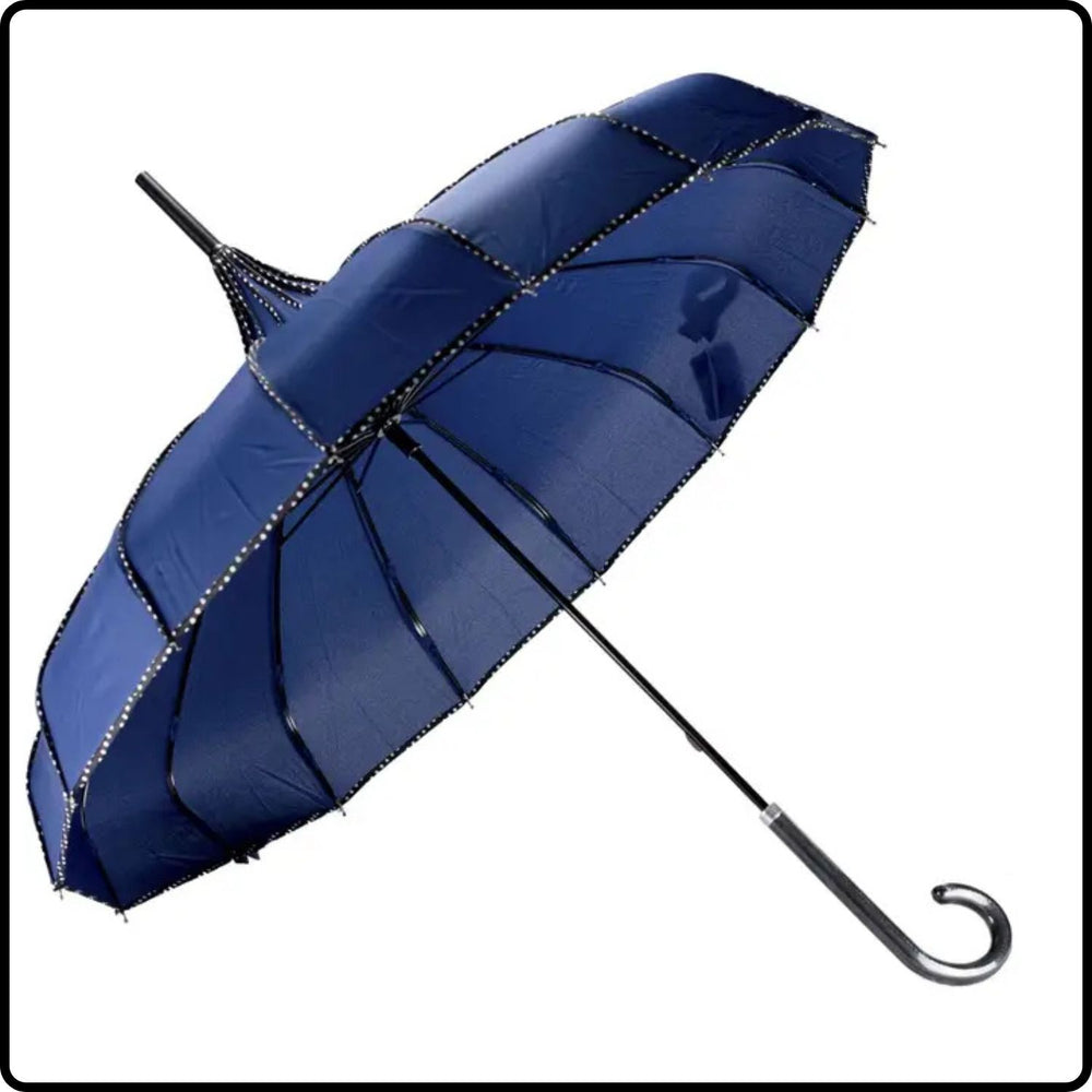 Pagoda Trims Long Stick Umbrella (For Sun & Rain)-PTU-NAVY