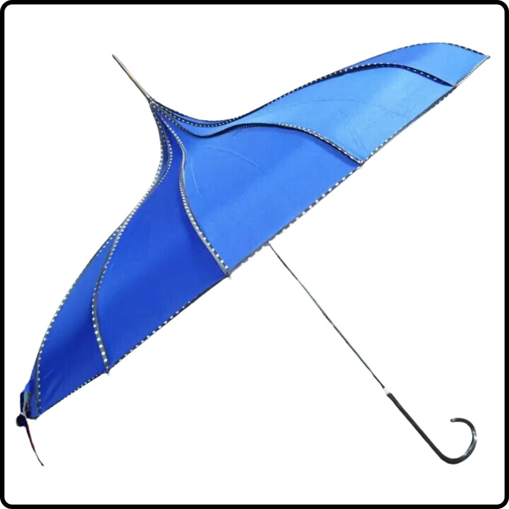 Pagoda Trims Long Stick Umbrella (For Sun & Rain)-PTU-ROYAL BLUE
