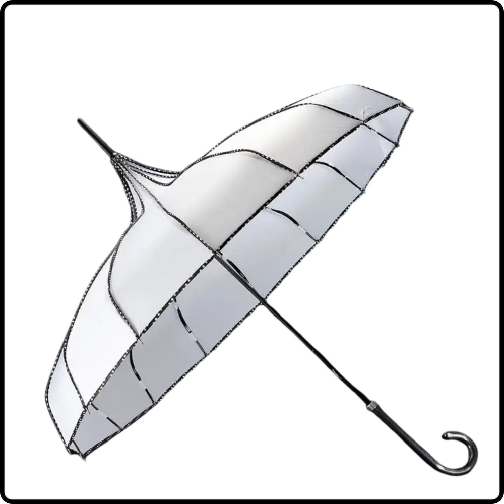 Pagoda Trims Long Stick Umbrella (For Sun & Rain)-PTU-WHITE