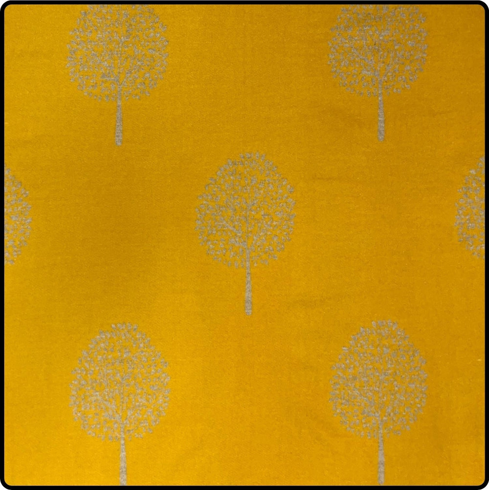 Tree of life print scarf on cashmere mix with tassels in Mustard-SCTLM