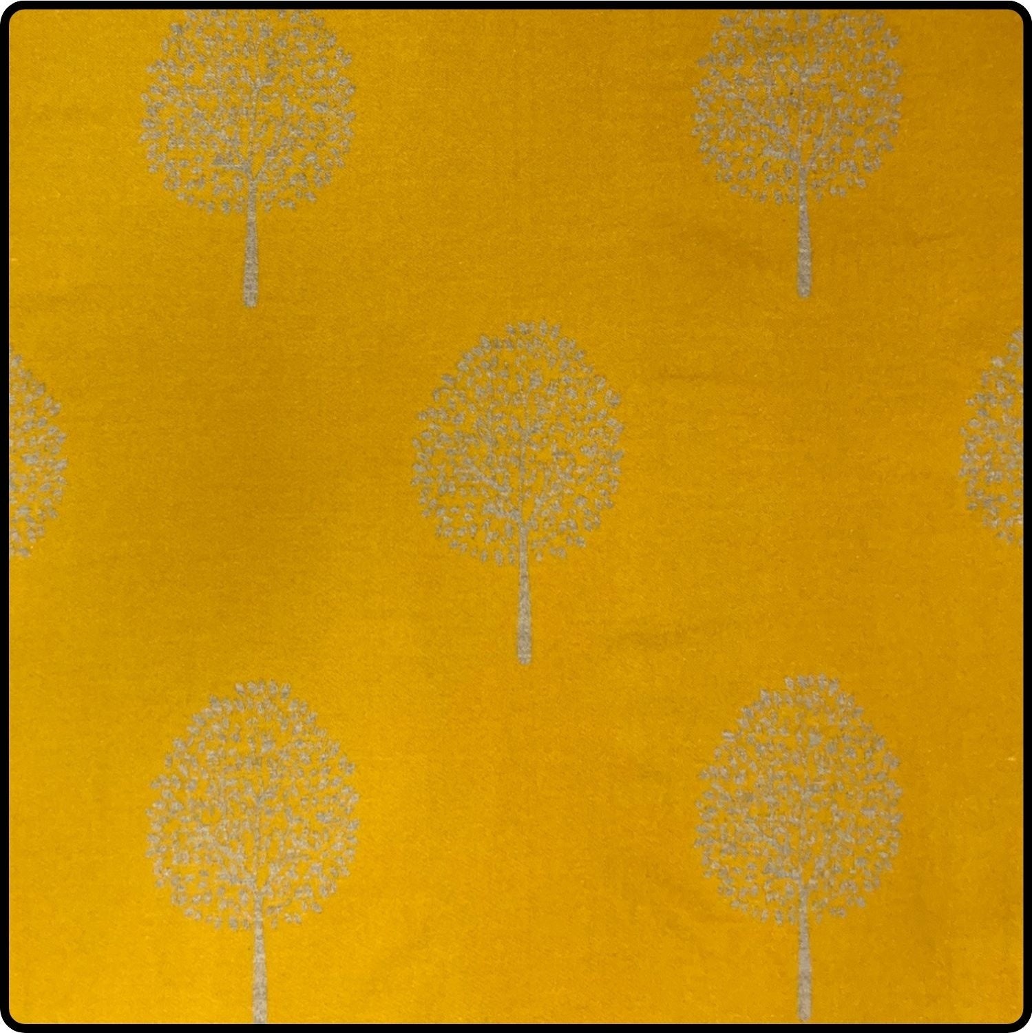 Tree of life print scarf on cashmere mix with tassels in Mustard-SCTLM