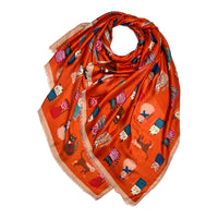 This Cat Costumes Print Scarf is the perfect way to add an element of fun and whimsy to any look. Crafted with a cotton blend, fringed at each end, and featuring an adorable print of cats wearing costumes, this scarf will make a great statement piece.