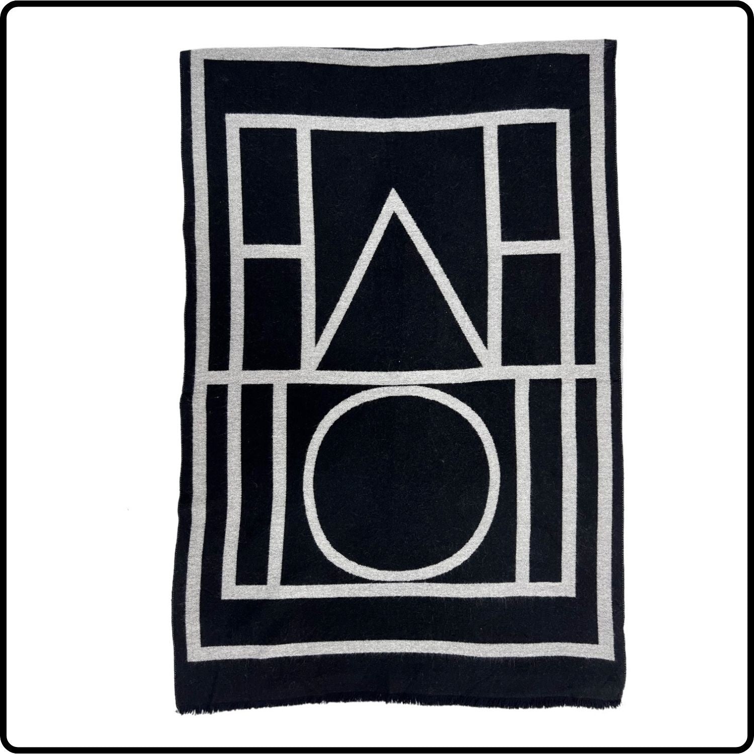 Geometric reversible cashmere mix scarf in black-SCGB