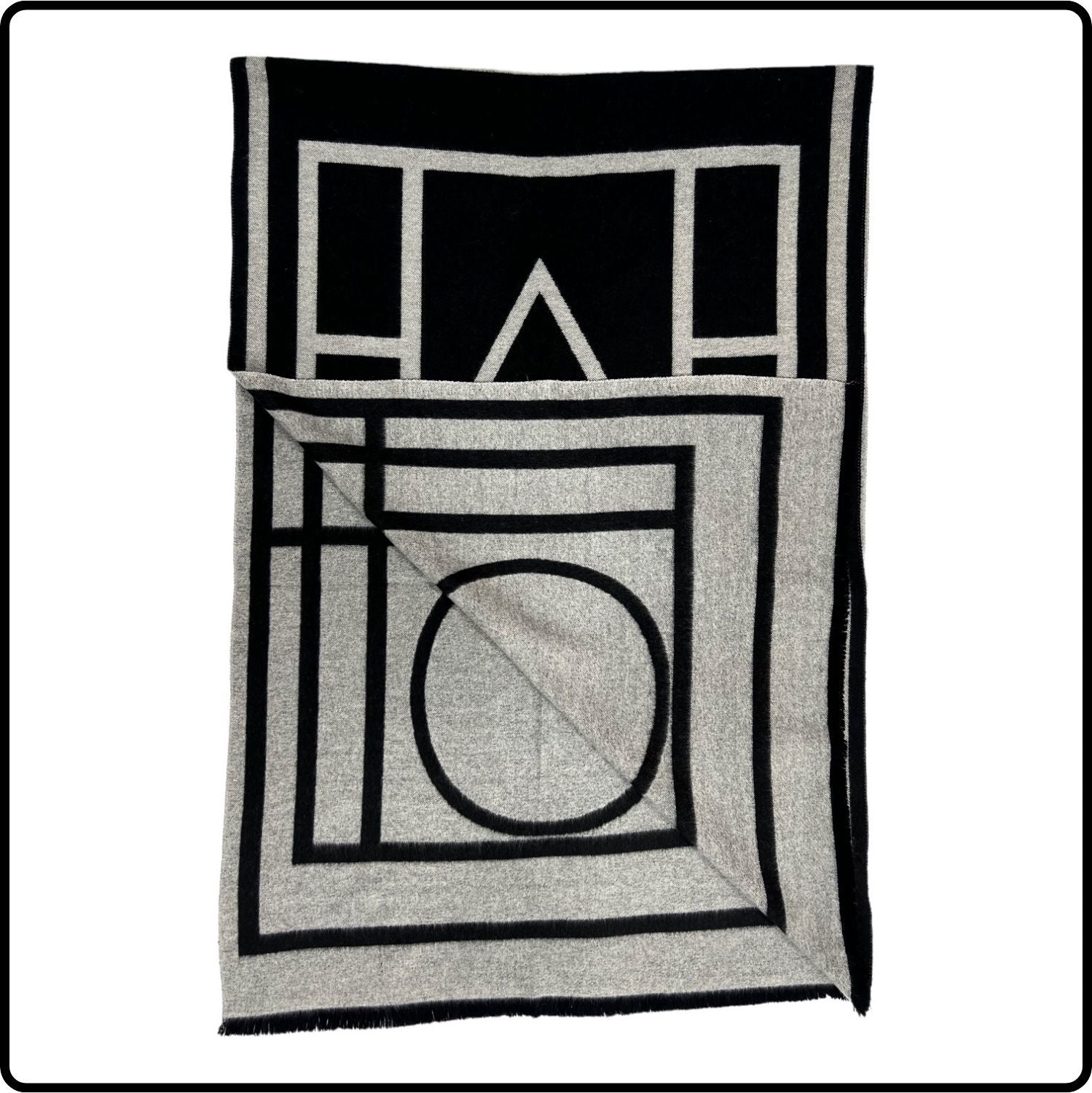 Geometric reversible cashmere mix scarf in black-SCGB