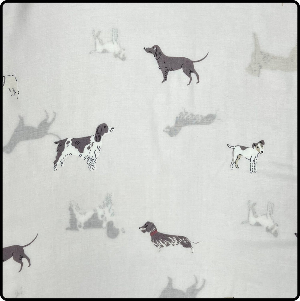 Dog  Print Scarf in White - SDPW