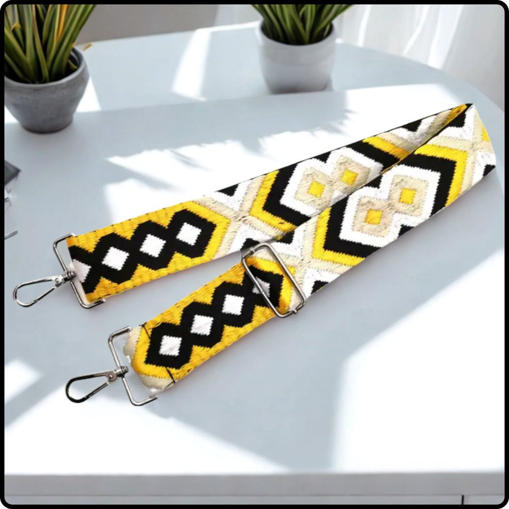 Canvas Bag Strap Geometric Blue 5CM-SBS-GYELLOW