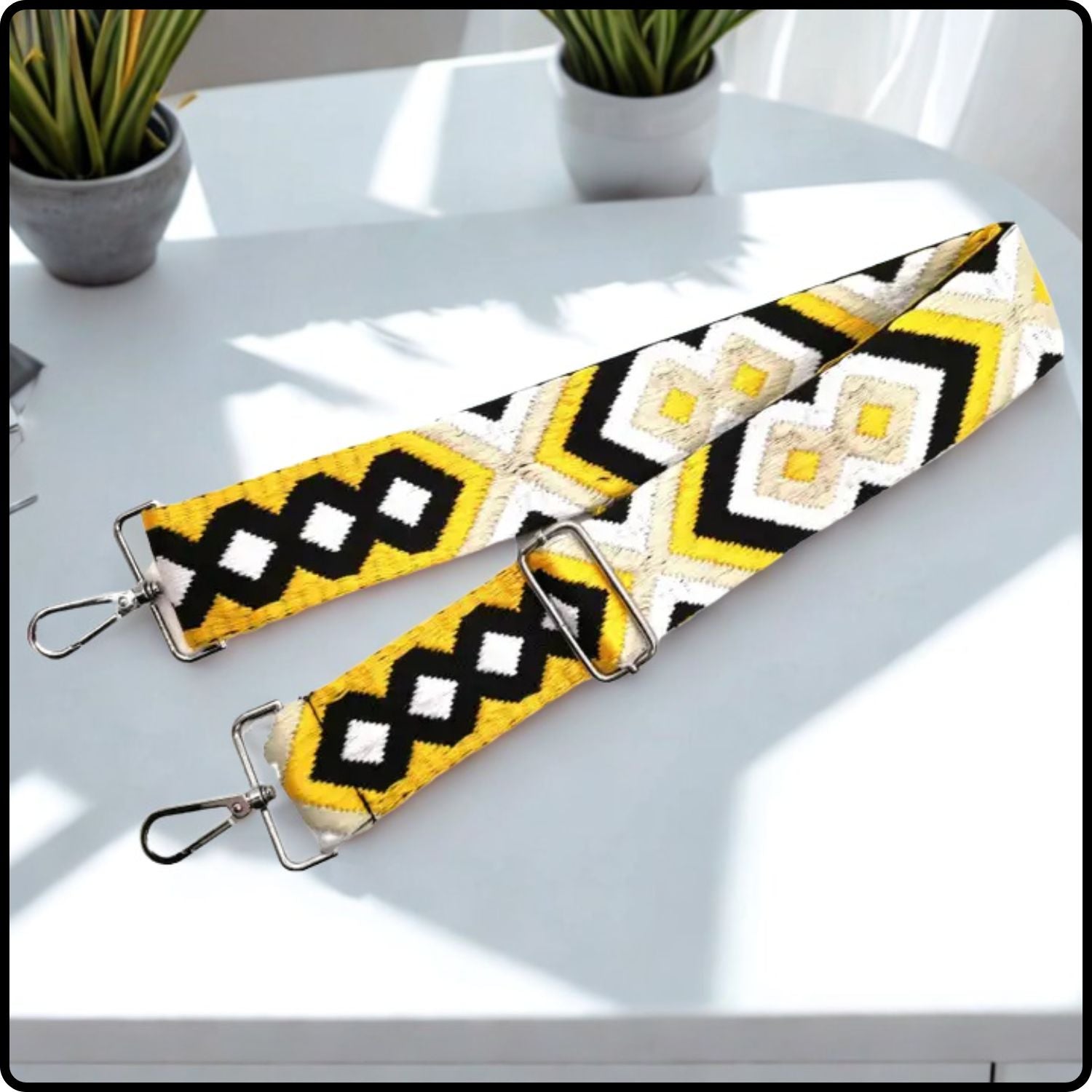 Canvas Bag Strap Geometric Blue 5CM-SBS-GYELLOW