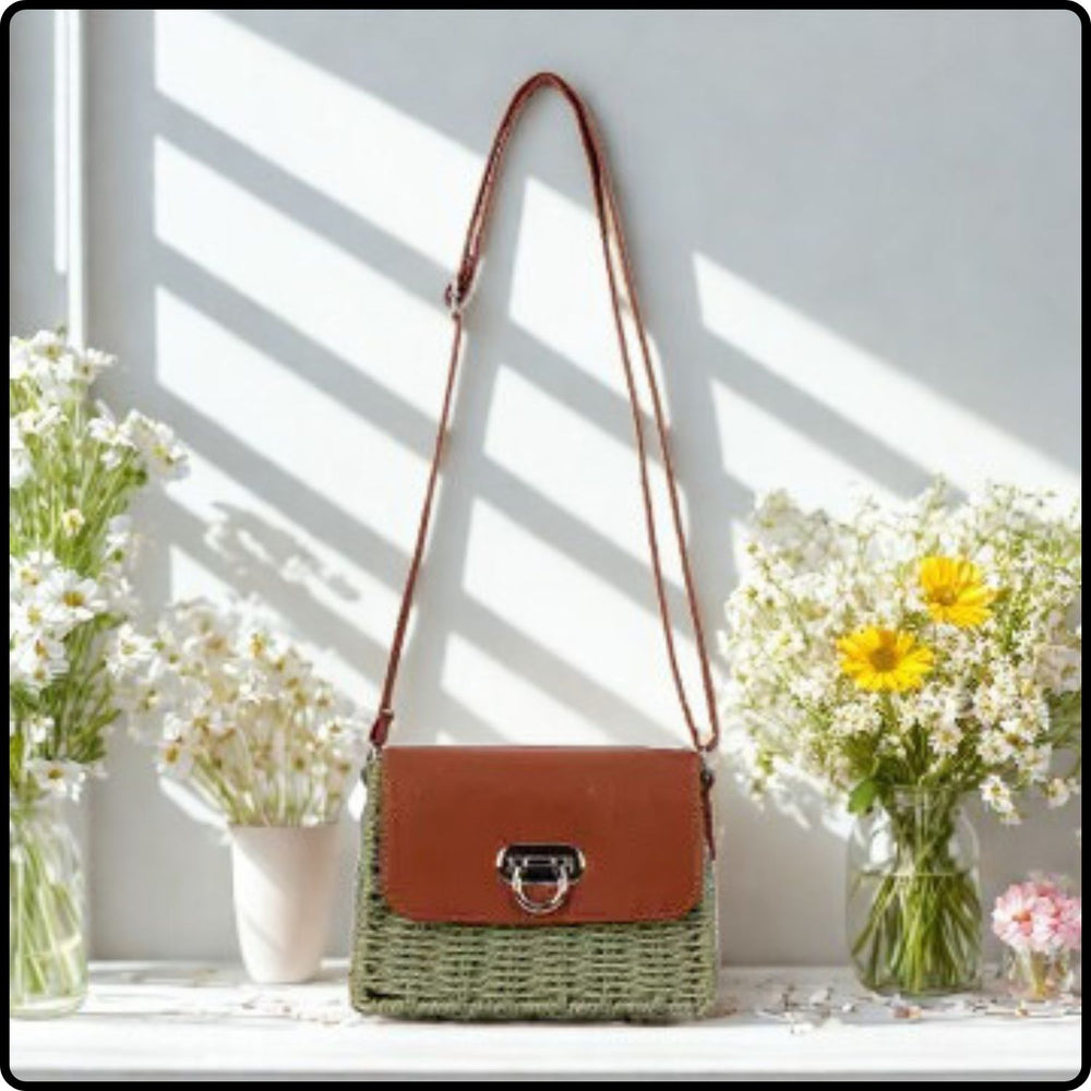 Straw Shoulder Bag-STR-Green