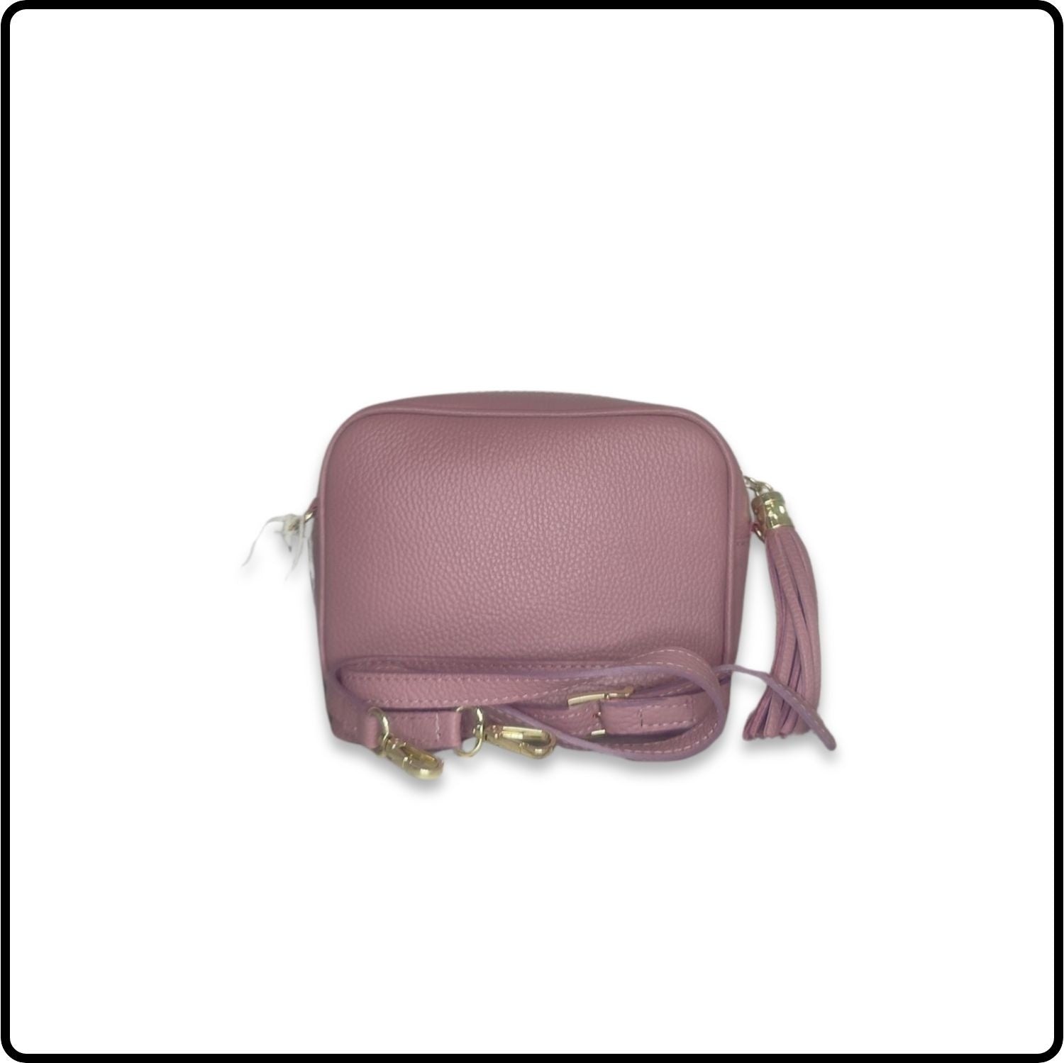 Leather Cross Body Bag Tassel- PS233-DUSTY PINK